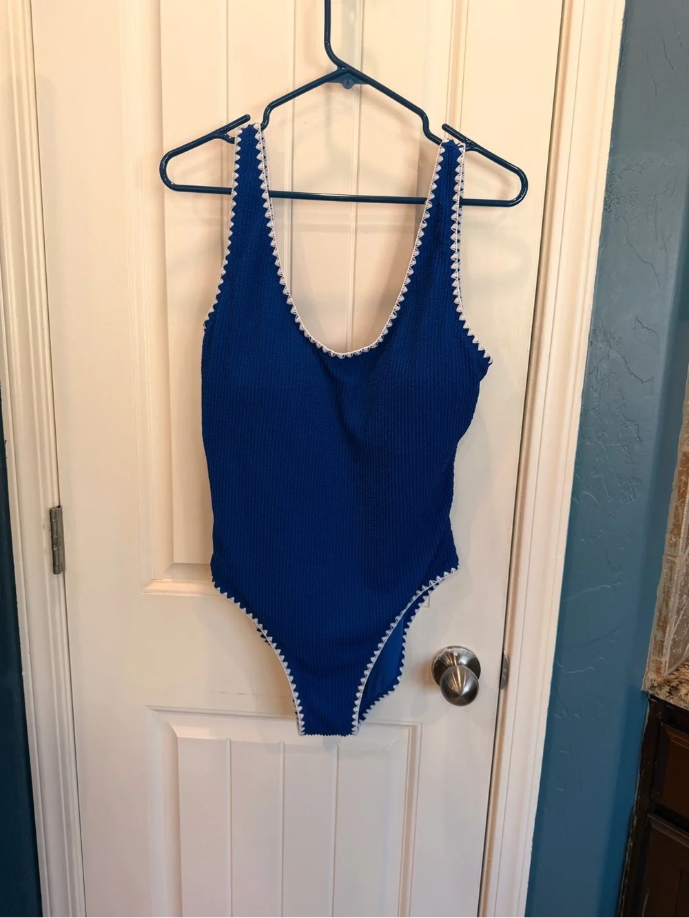 Betsey Johnson Royal Blue women’s xxl ' One-Piece Swimsuit with White Trim